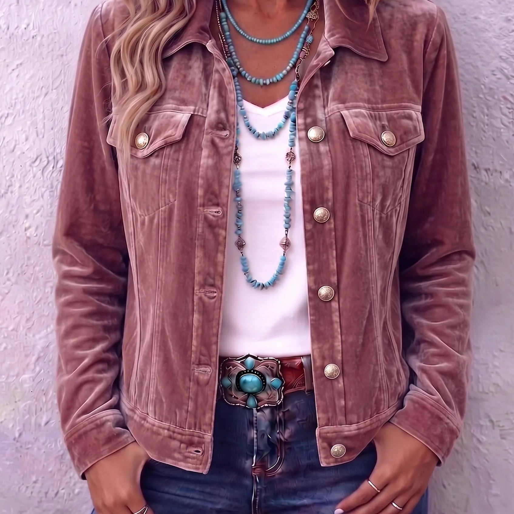 Chaqueta corta de terciopelo para mujer con solapa estructurada