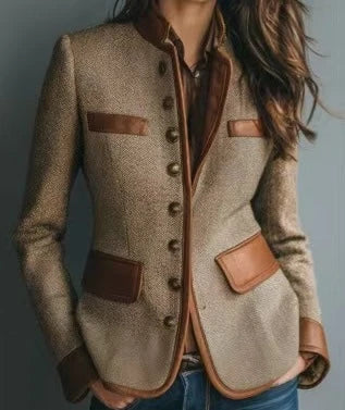 Blazer de tweed para mujer con botones brillantes