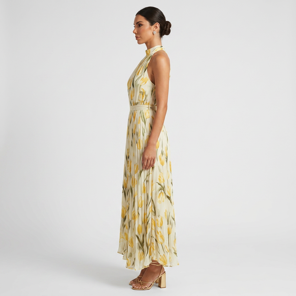 Vestido Maxi Floral Mujer con Cuello Halter