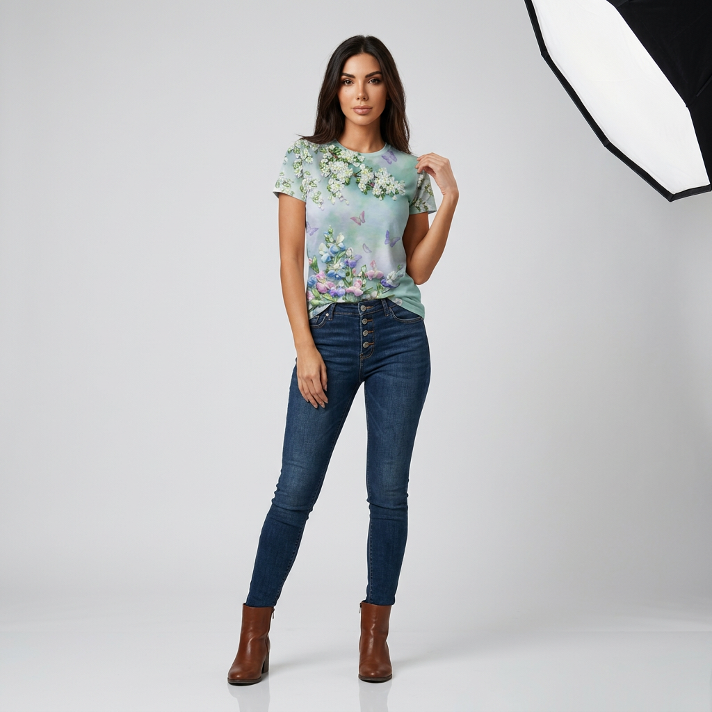Camiseta de mujer con estampado floral: camisetas con estampado floral en 3D, camisetas informales de verano con cuello redondo, camisetas oversize de manga corta