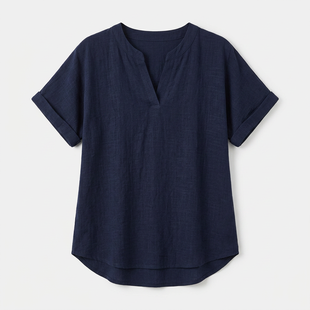 Blusa Holgada Mujer Cuello V Manga Corta