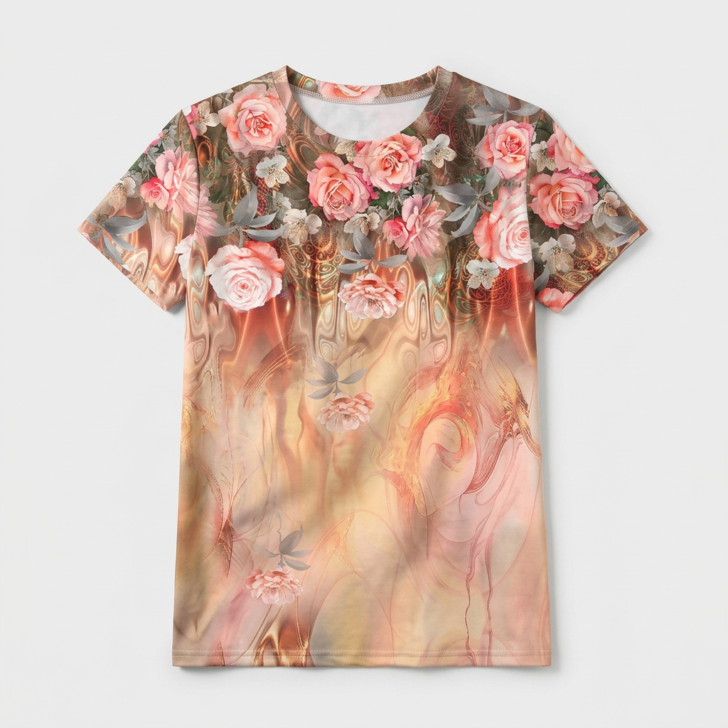 Camiseta Floral para Mujer de Manga Corta