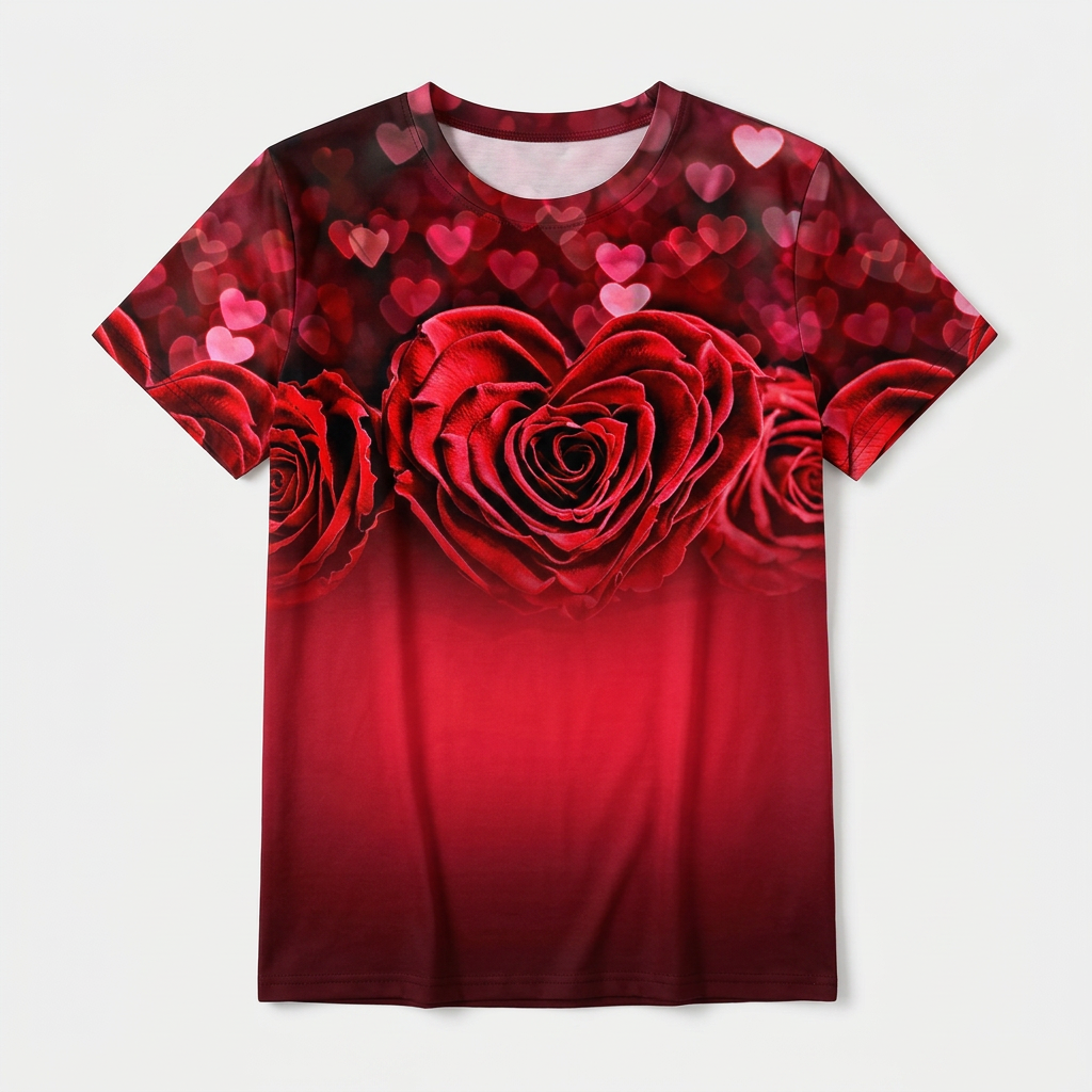 Camiseta de mujer con estampado floral: camisetas con estampado floral en 3D, camisetas informales de verano con cuello redondo, camisetas oversize de manga corta
