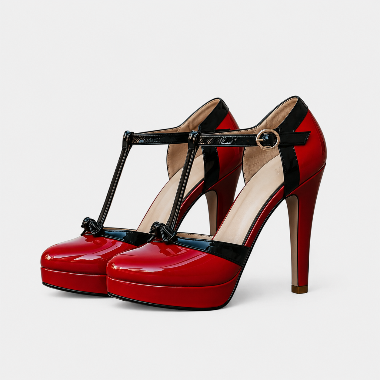 Zapatos de tacón para mujer con correa en T y detalle de lazo, para ocasiones formales y de noche